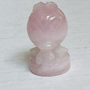 Rose Quartz Tweety Bird Crystal Tweety Statue Mini Figure Carved 1.75 Inches